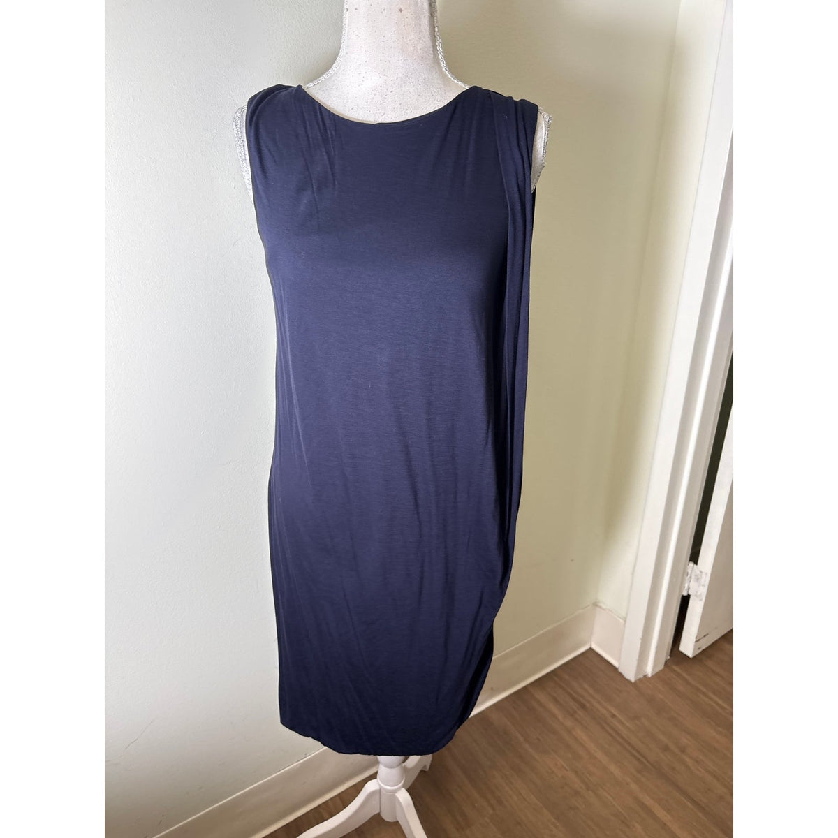 Vince Navy Drape Midi Dress Sz S