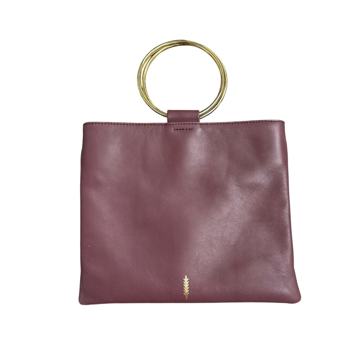 Thacker Plum Suede Gold Ring Purse Sz 9.5" X 8"