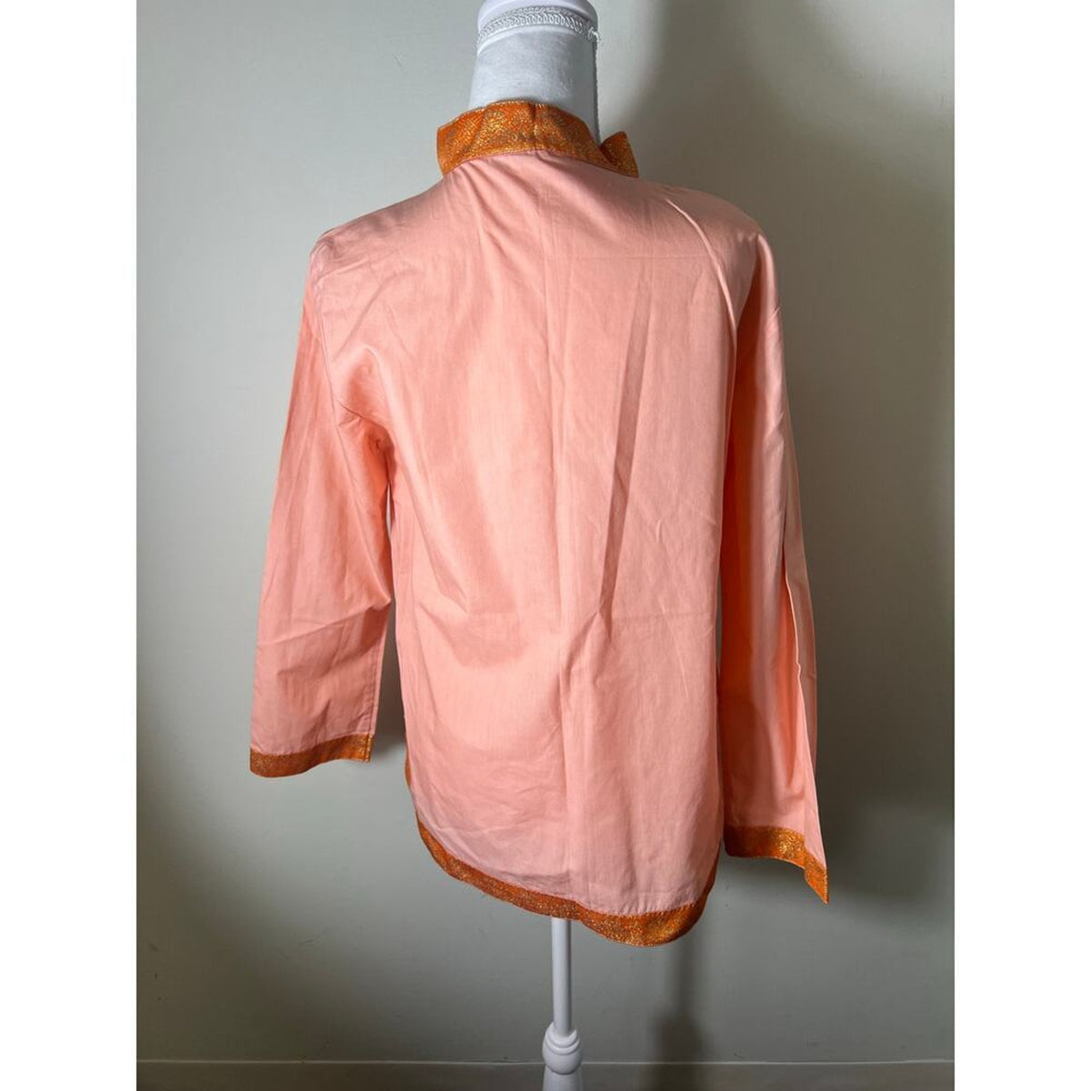 Sheridan French Pink Orange Cotton Tunic Long Sleeve Size S
