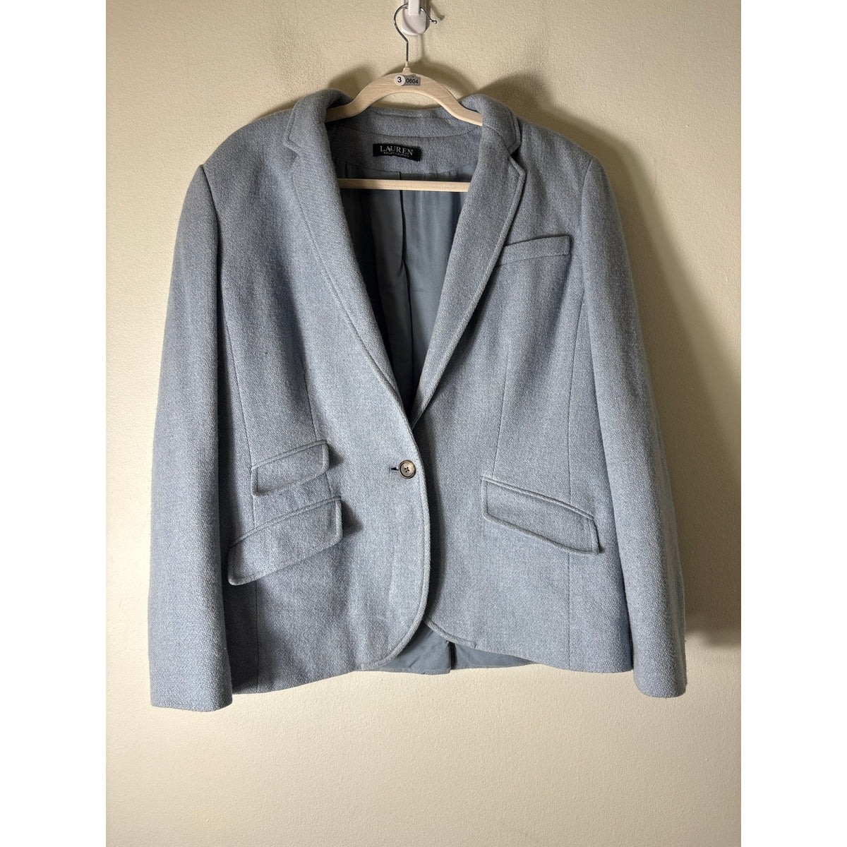 Lauren Ralph Lauren Light Blue Long Sleeve One Button Blazer Sz 8