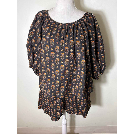 MNG Black Orange Half Puff Sleeve Shorts and Top Set Sz 6