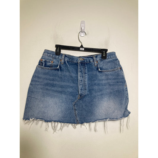 Re/DONE Blue Jean Denim Cut Off Mini Skirt Sz 32