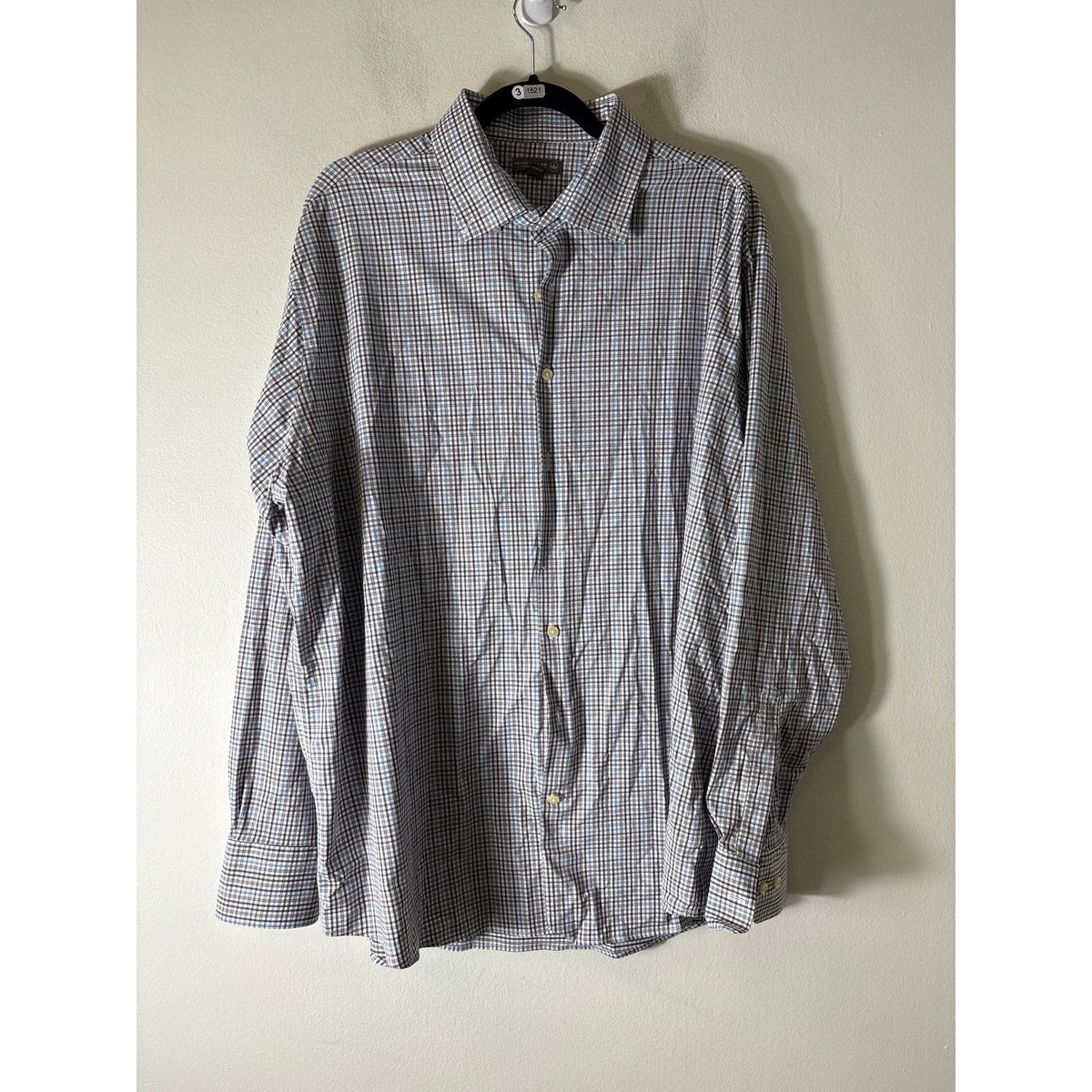 Peter Millar Plum and Blue Plaid Summer Comfort Button Up Shirt Sz XXL