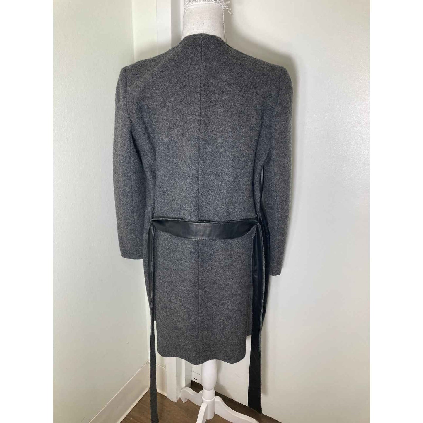 Lafayette Gray and Black Wool and Leather Mixed Media Jacket Sz P (Small)