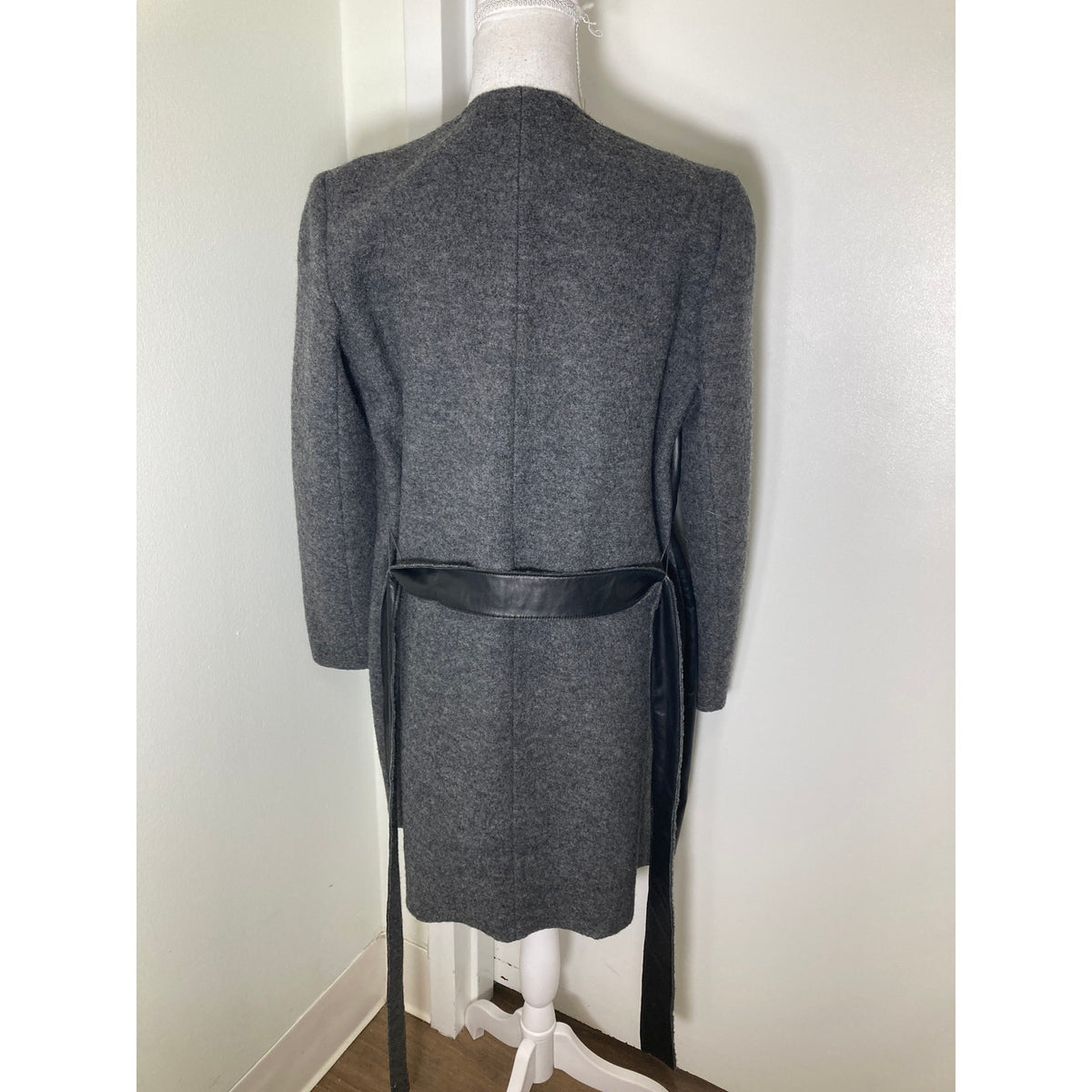 Lafayette Gray and Black Wool and Leather Mixed Media Jacket Sz P (Small)