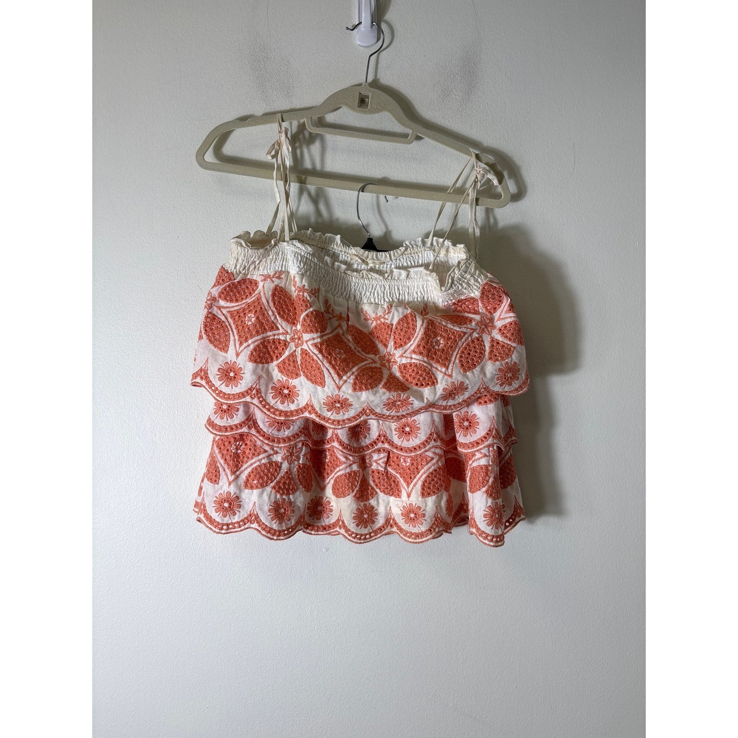 Illa Illa Peach and White Crop Top and Mini Skirt Set Sz S