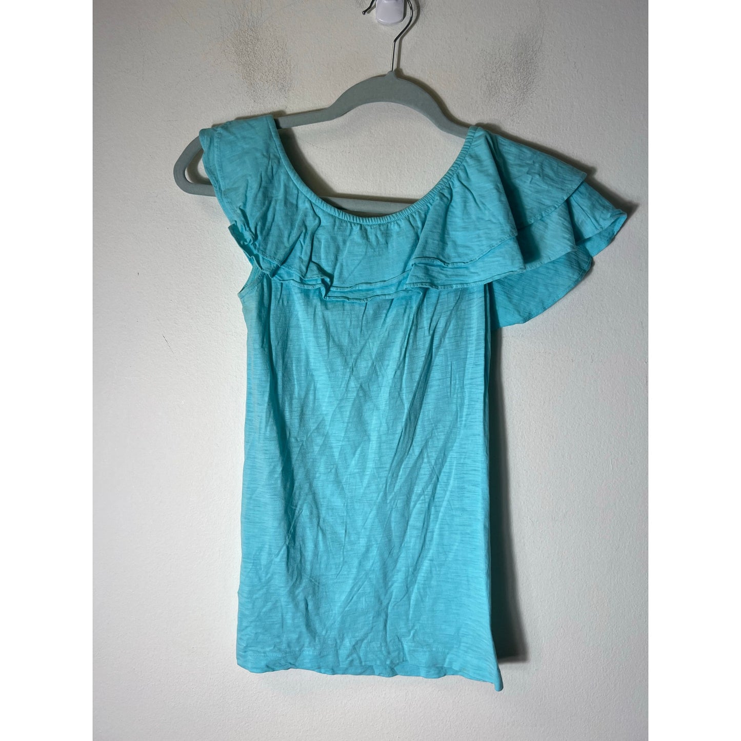 Lilly Pulitzer Teal Sleeveless Ruffled Collar Shirt Sz XS