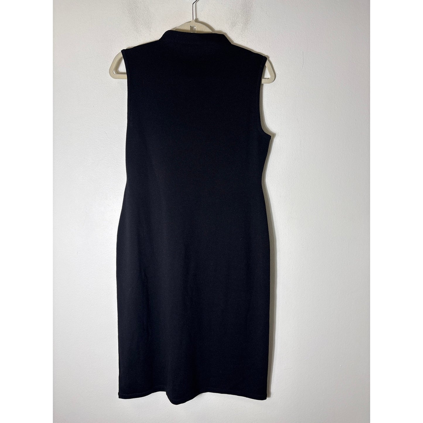 Anne Klein Black Sleeveless Funnelneck Knit Midi Dress Sz L