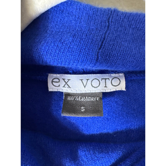 Ex Voto Cashmere Cobolt Blue Twist Neck Long Sleeve Sweater Sz S