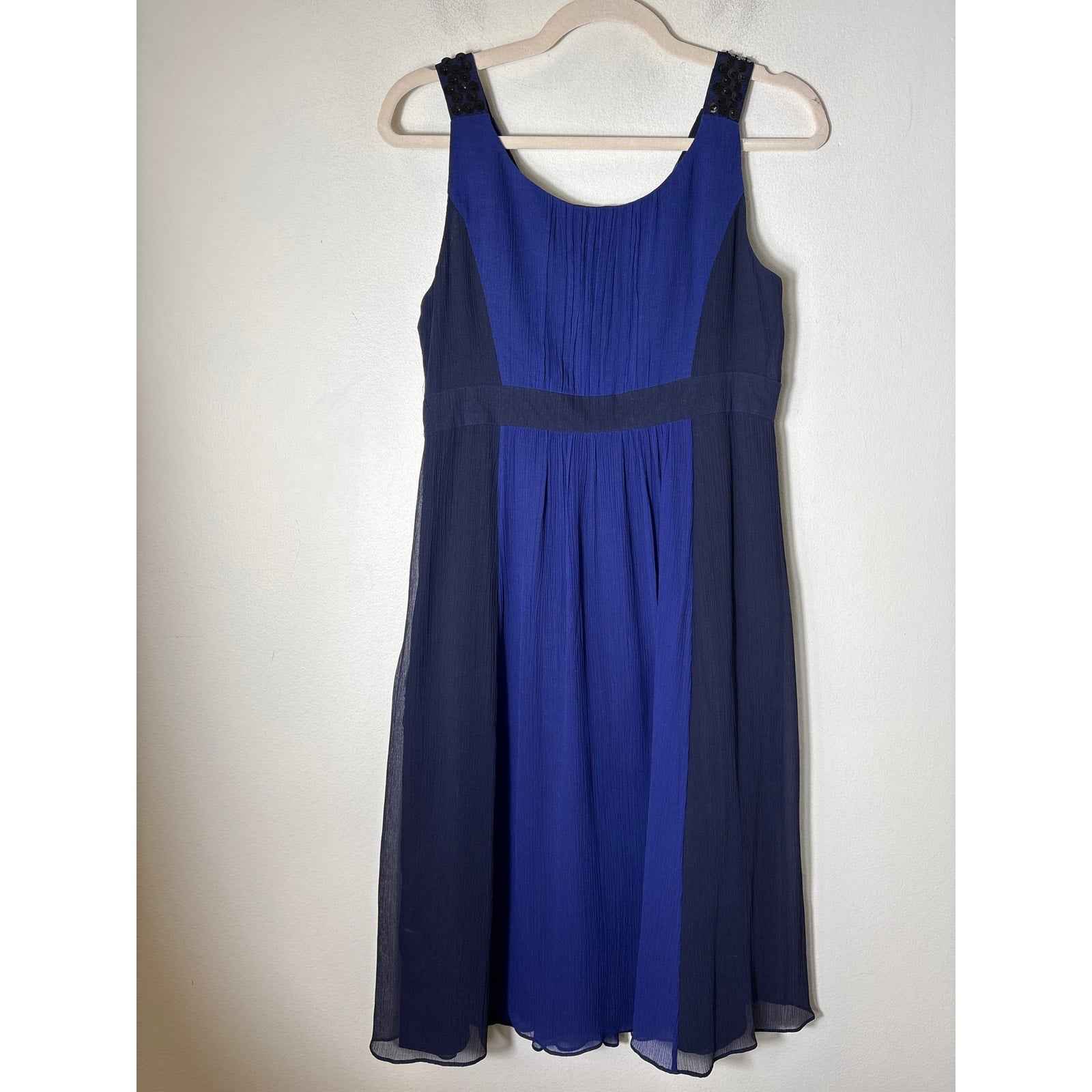 Boden Blue Navy Sleevles8s Empire Waist Midi Dress Sz