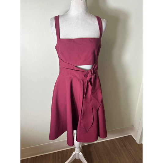 Cliq a Sept Merlot Cut Out Tie Front Cocktail Dress Sz 8