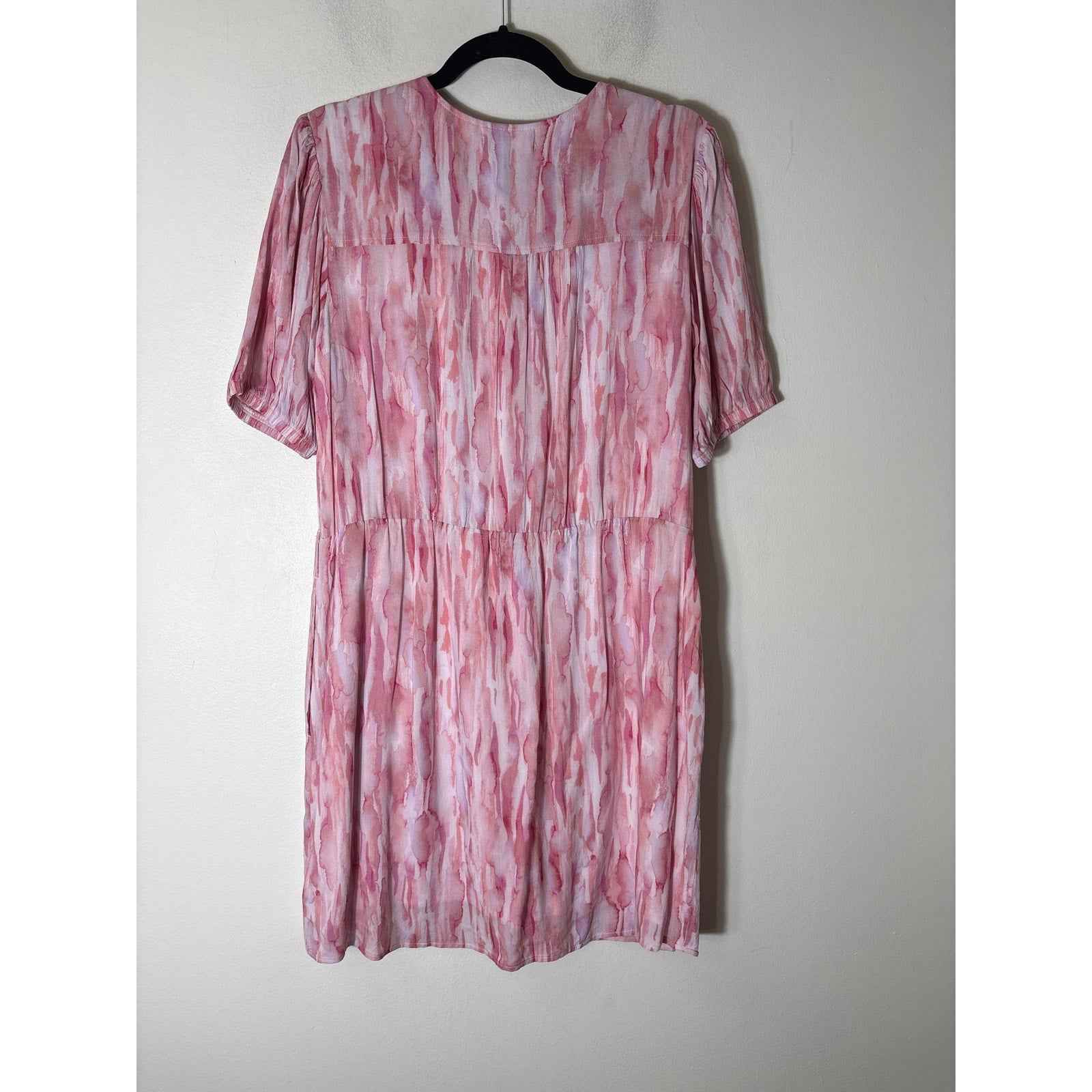 Cloth & Stone Pink Watercolor Pull Sleeve Mini Dress Sz L