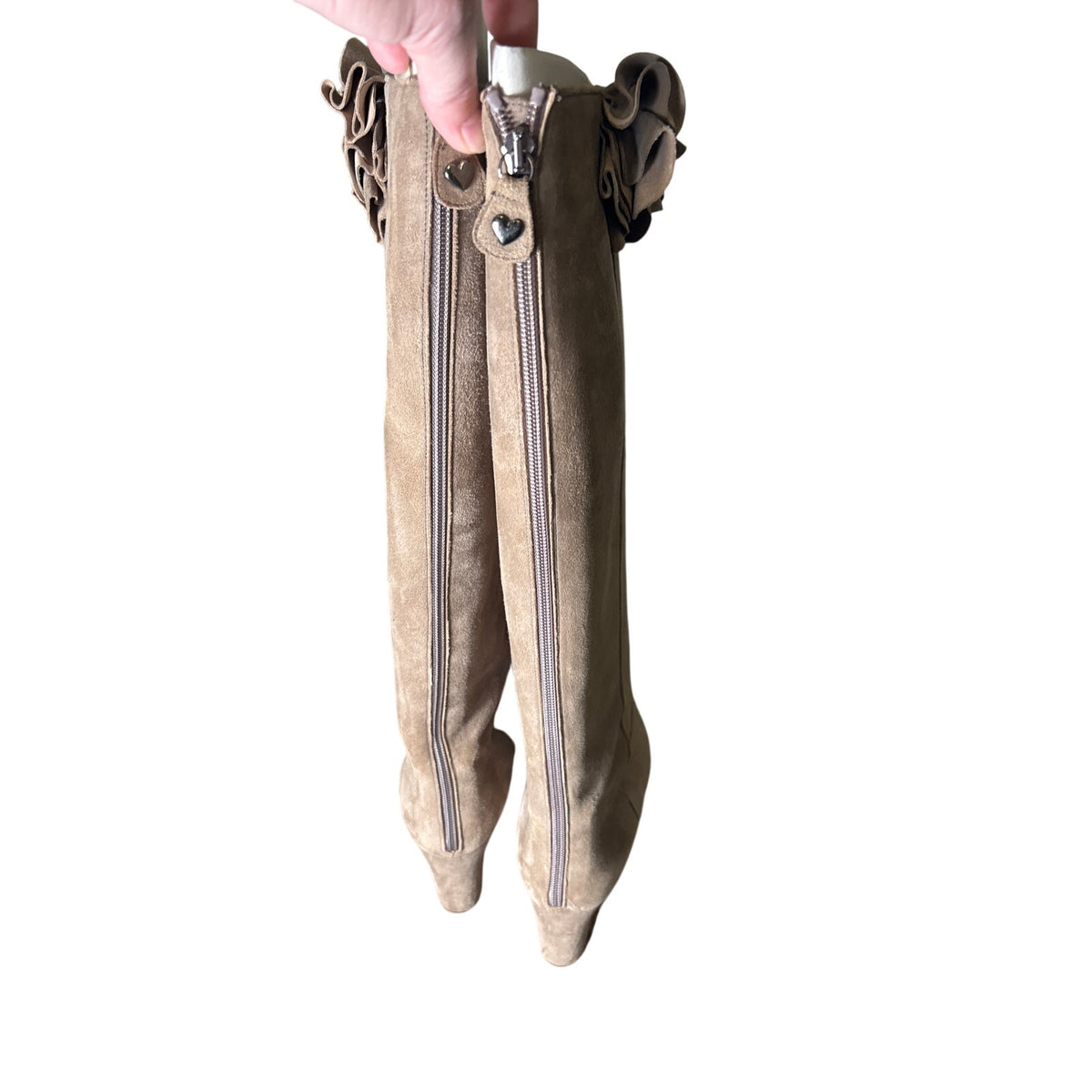 Twin-Set Light Brown Suede Knee High High Heel Boots Sz 40