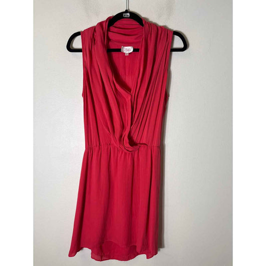 Parker Pinkish Red Sleeveless Knee Length Silk Dress Sz M