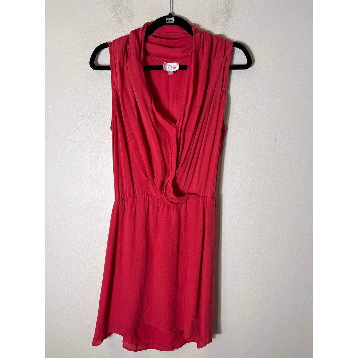 Parker Pinkish Red Sleeveless Knee Length Silk Dress Sz M