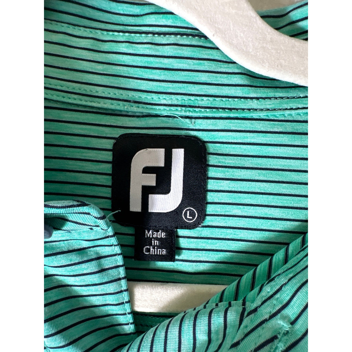 Foot Joy Mint Green Stripe Short Sleeve Golf Shirt Sz L