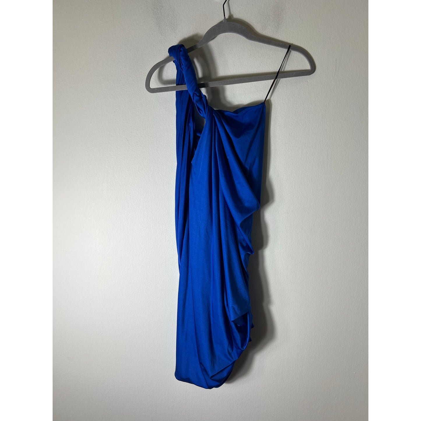 Iodice Cobalt Blue One Shoulder Twist Mini Dress Sz XS