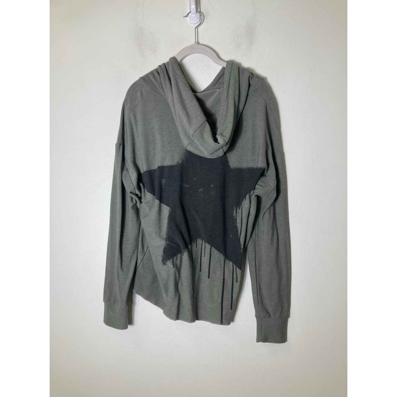 Chaser Hunter Green Black Star Long Sleeve Hooded Sweatshirt Sz L