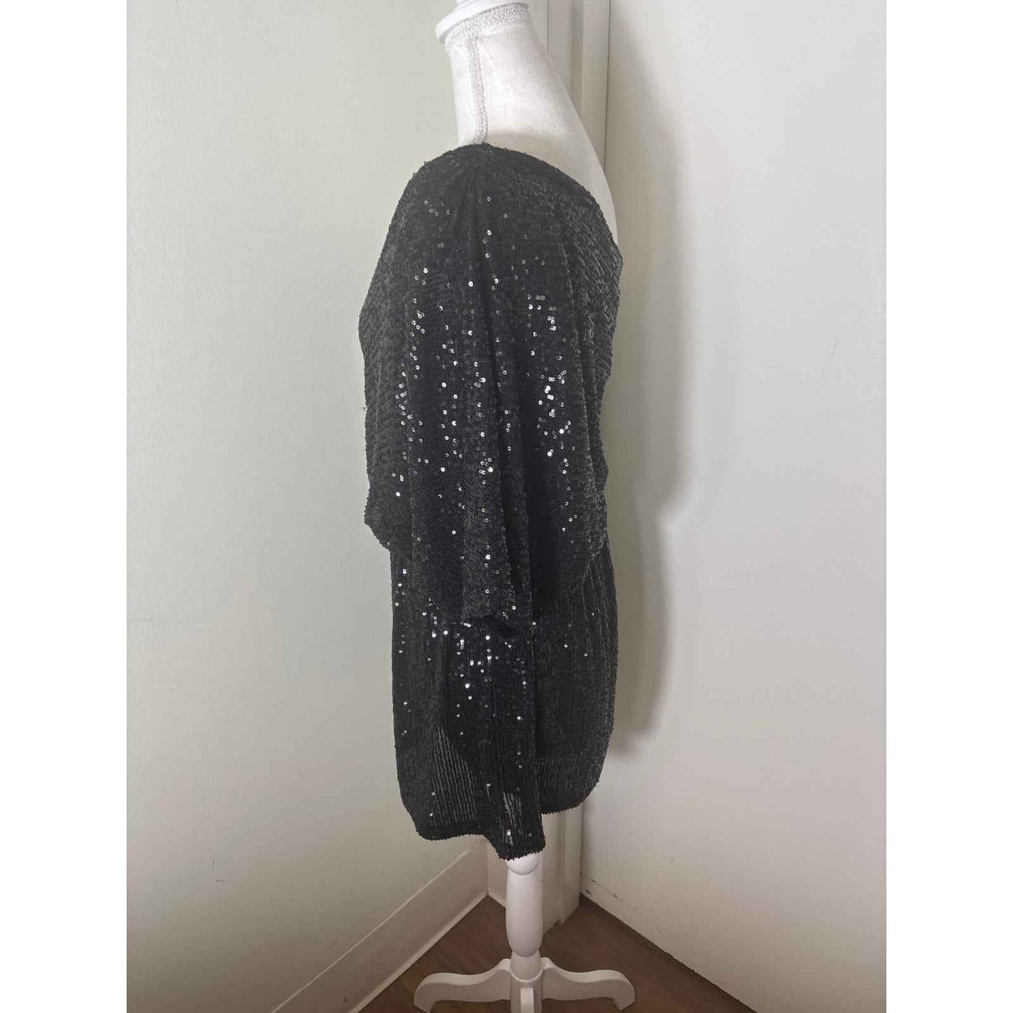 Karlie One Shoulder Black Sequin Cocktail Dress Sz L