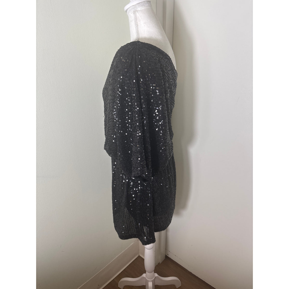 Karlie One Shoulder Black Sequin Cocktail Dress Sz L
