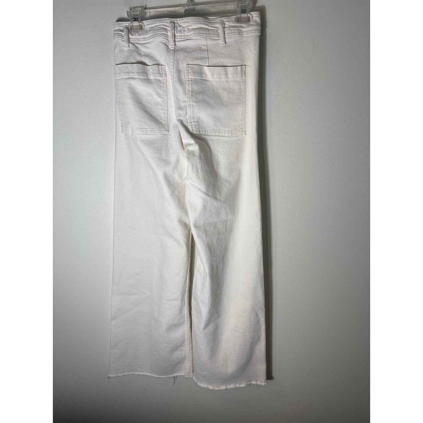 Zara Off White The Marine Straight Wide Leg Blue Jeans Sz 6