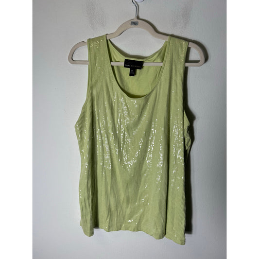 Dana Buchman Lime Green Sleeveless Sequince Sz XL