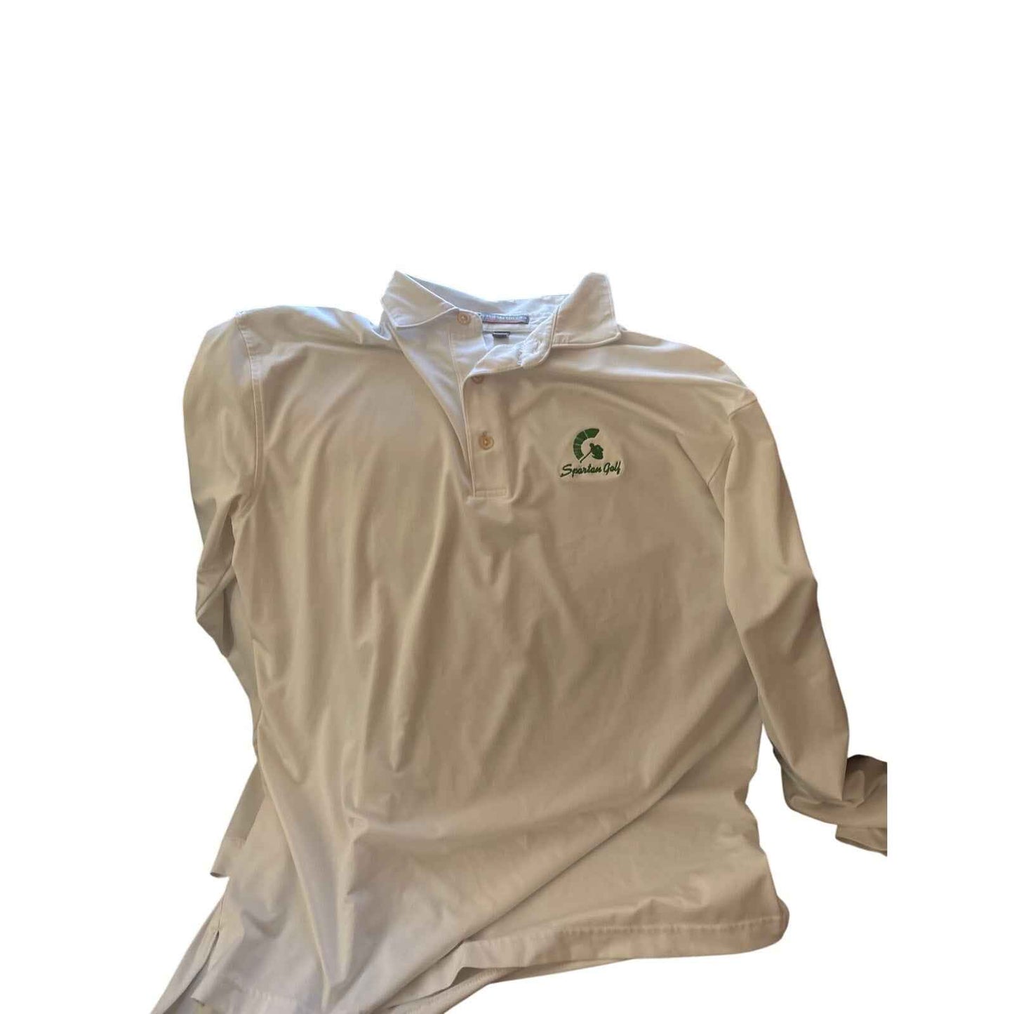 Men's Peter Millar Summer Comfort Long Sleeve White Spartan Shirt Sz L