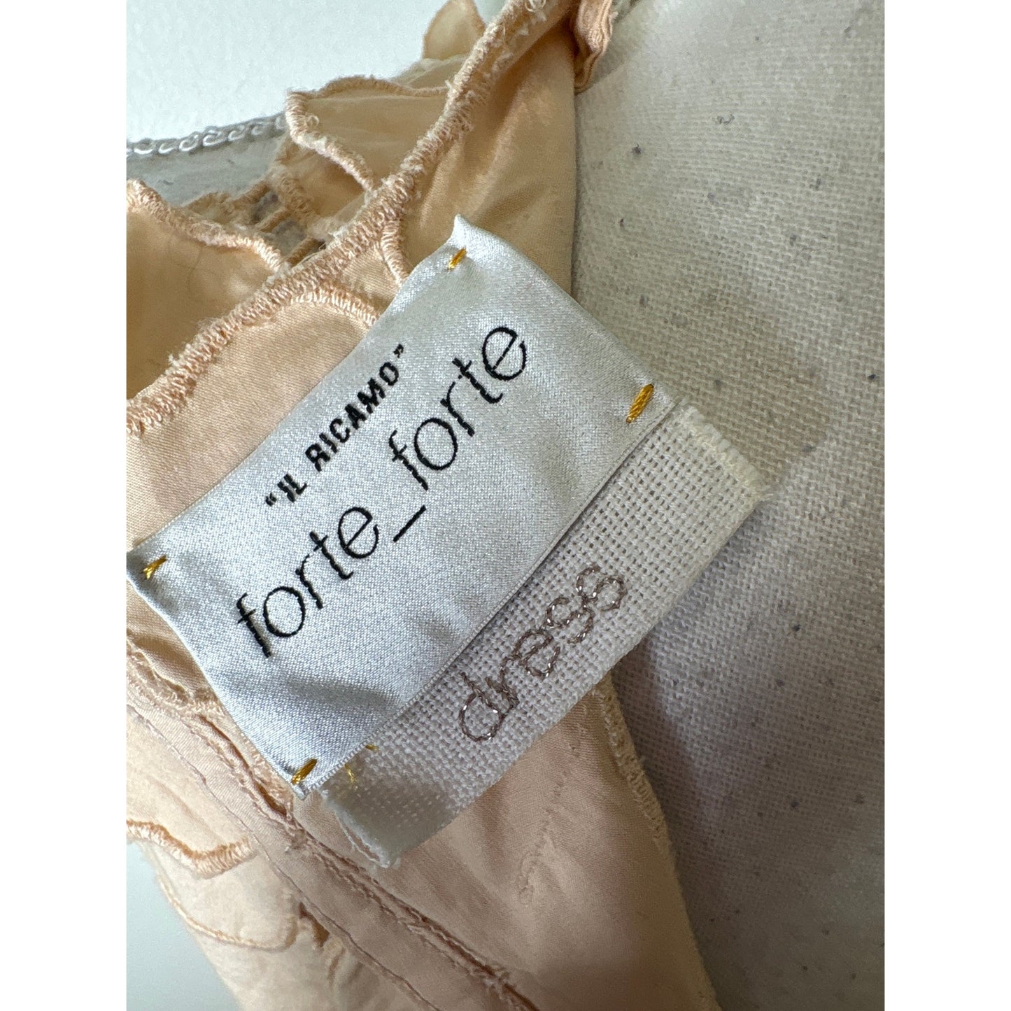 Forete Forete "Il Ricamo" Pale Peace Flower Applique Maxi Dress Sz 6 (II)