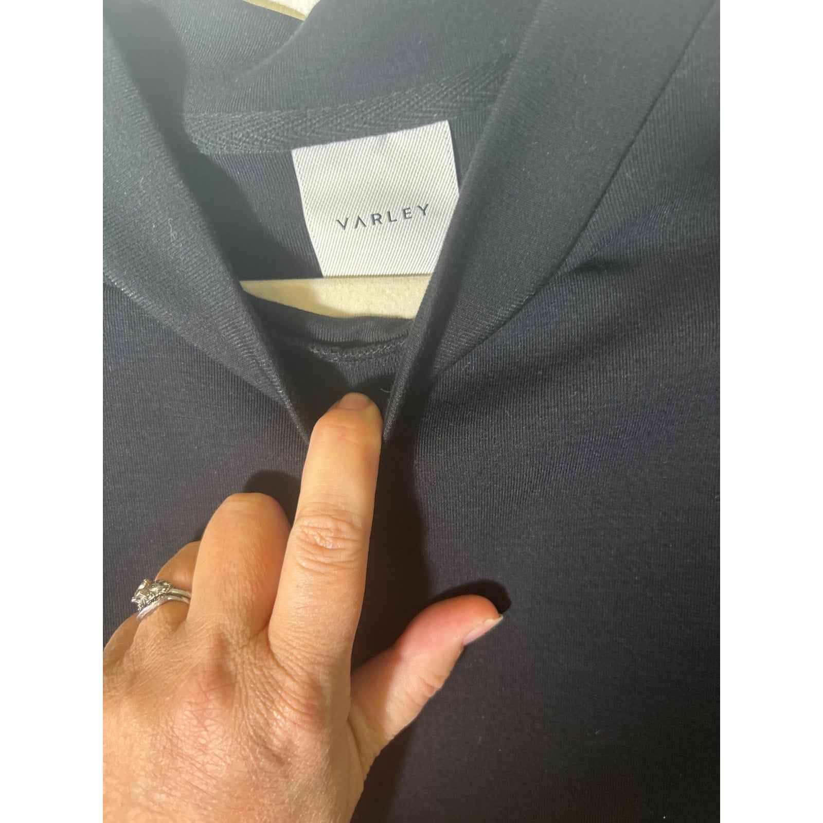 Varley Black Drawstring Waist Athleisure Top Sz xs