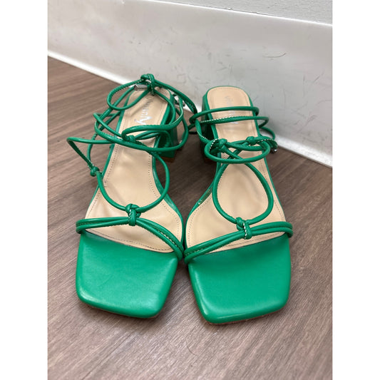 Vivian Green Lace Up Block Heels Sz 10