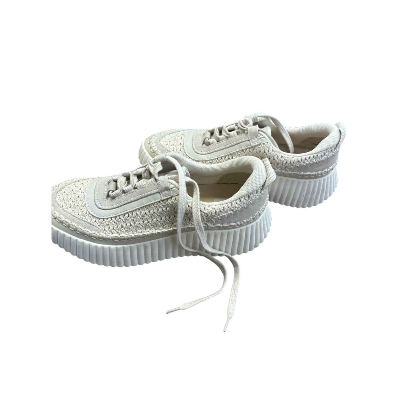Dolce Vita Off White Canvas Platform Fashion Sneaker Sz 6