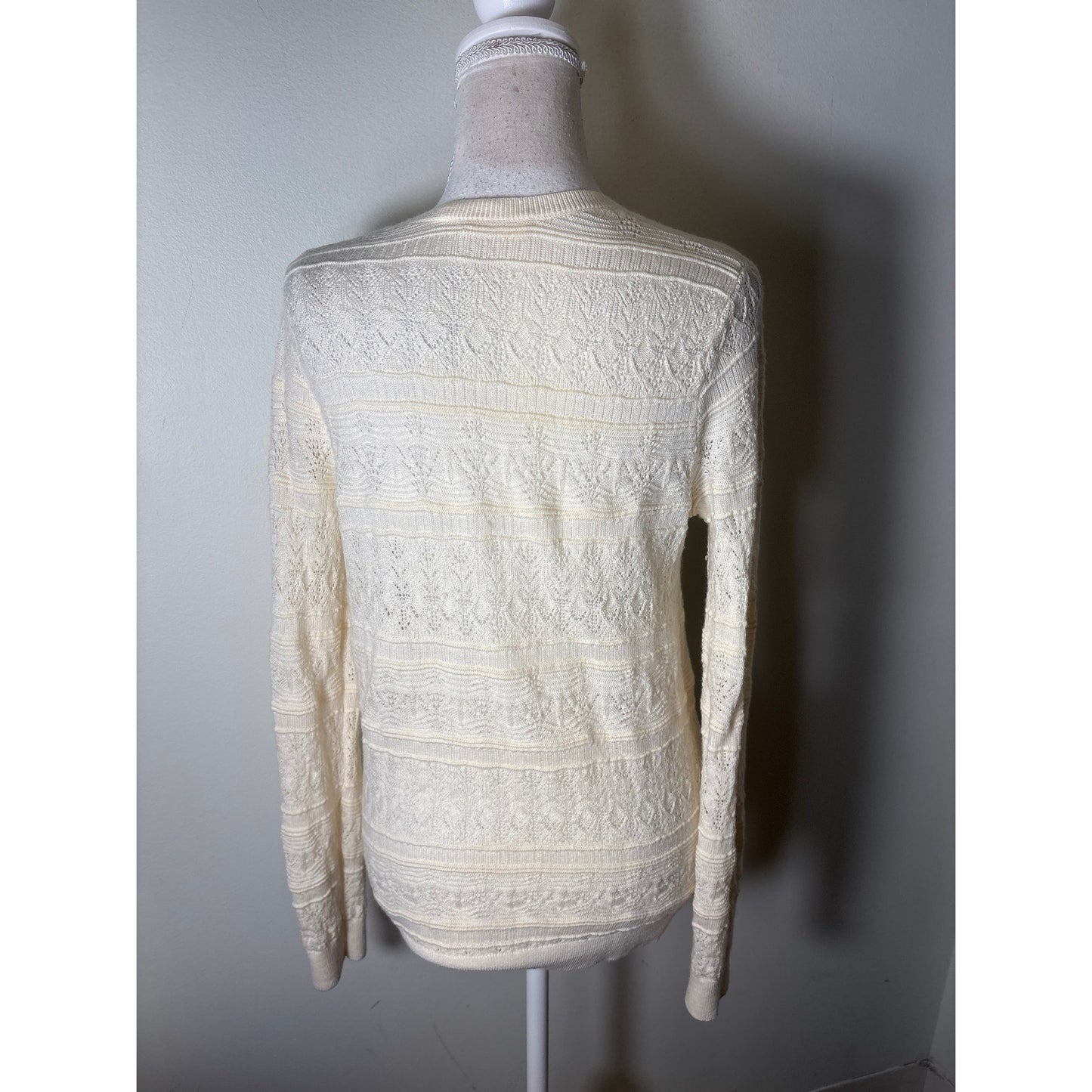 La Maille Sezane Cream Long Sleeve Textured Sweater Sz S