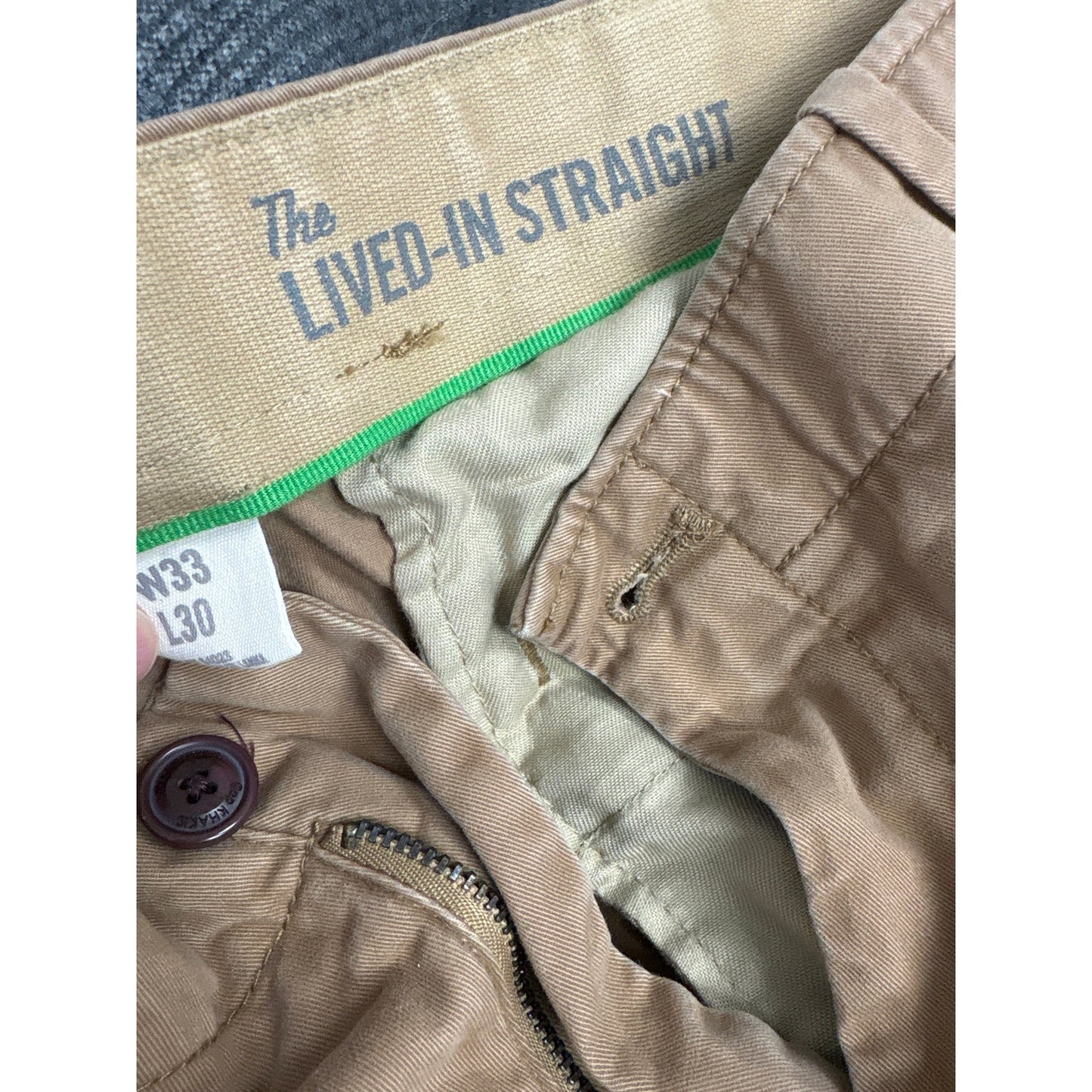 Mens Gap Brown The Lived In Straight Pants Sz 33x30