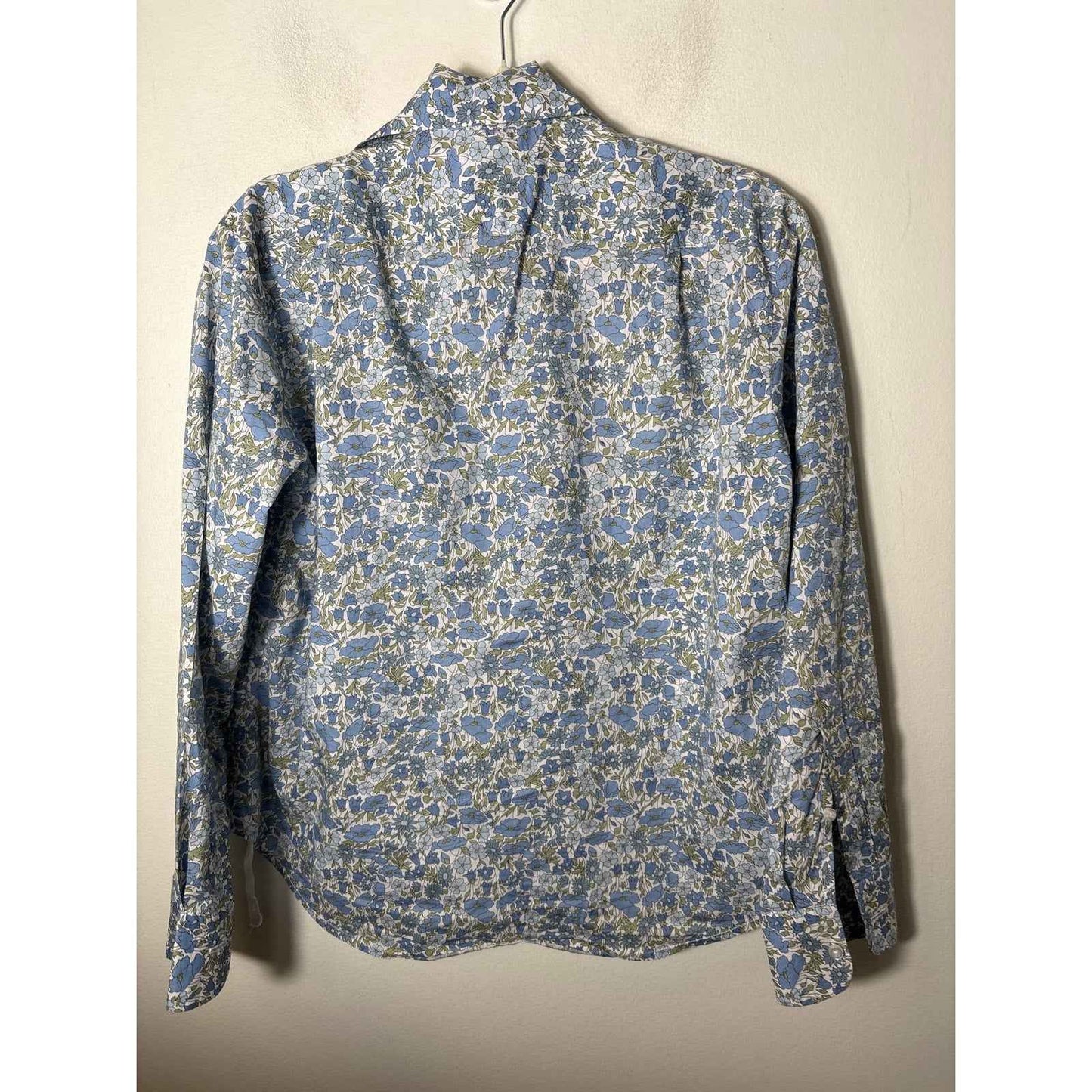 Wear Cissa Blue Green Floral Long Sleeve Button Up Cotton Shirt Sz S