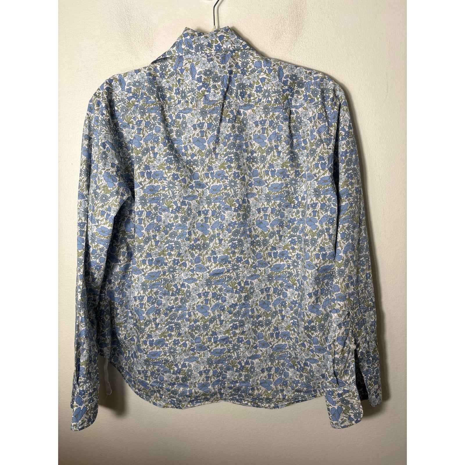 Wear Cissa Blue Green Floral Long Sleeve Button Up Cotton Shirt Sz S