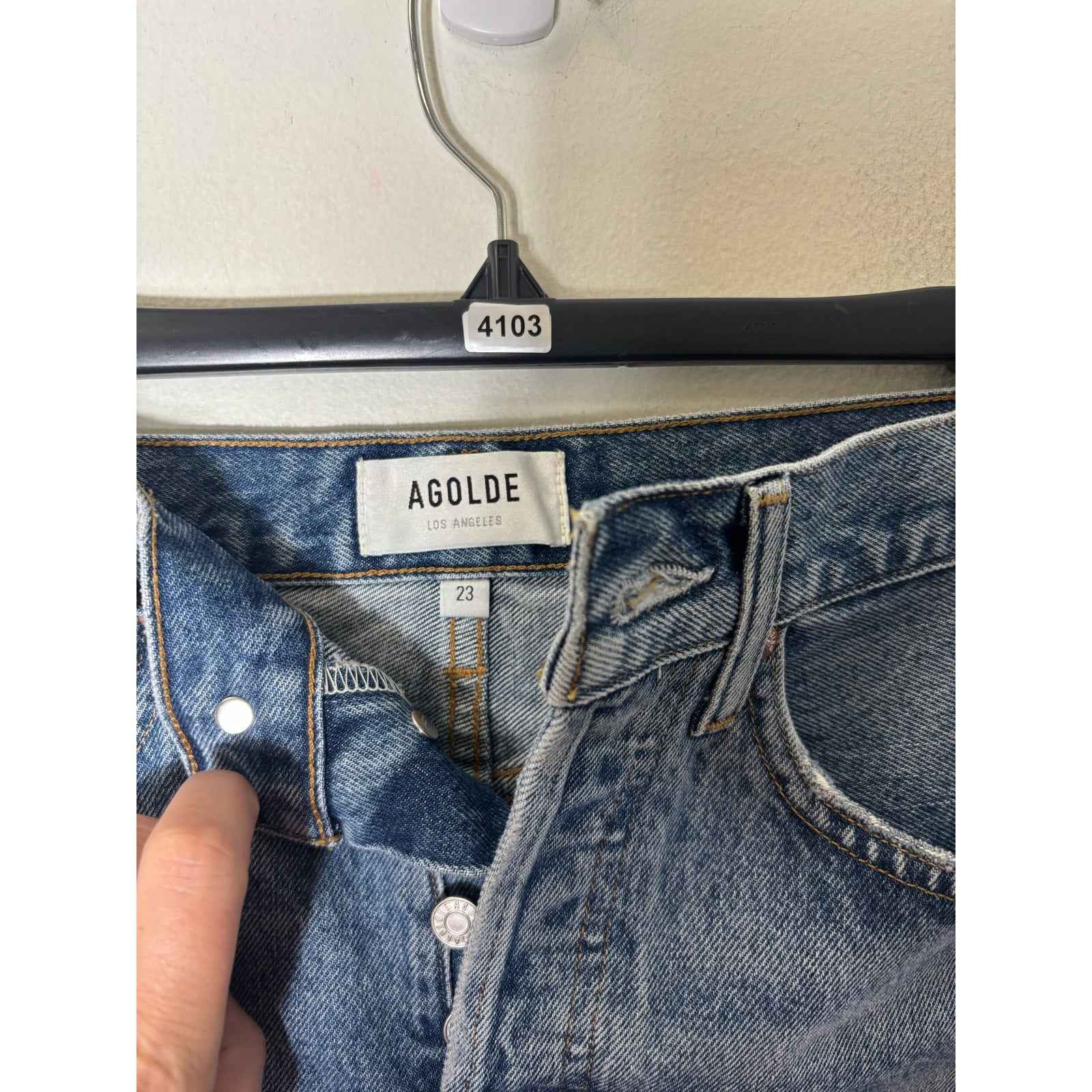 Agolde Blue Denim Button Fly Cutoffs Sz 23