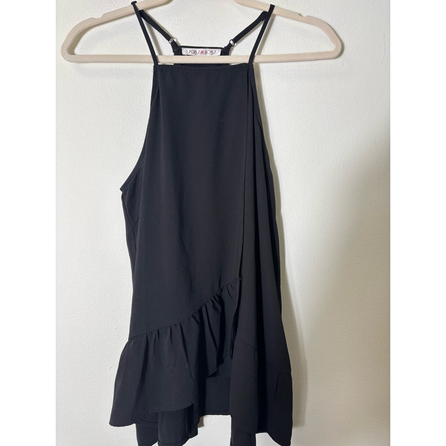 Joy Joy Black Racerback Top with Ruffle Sz M