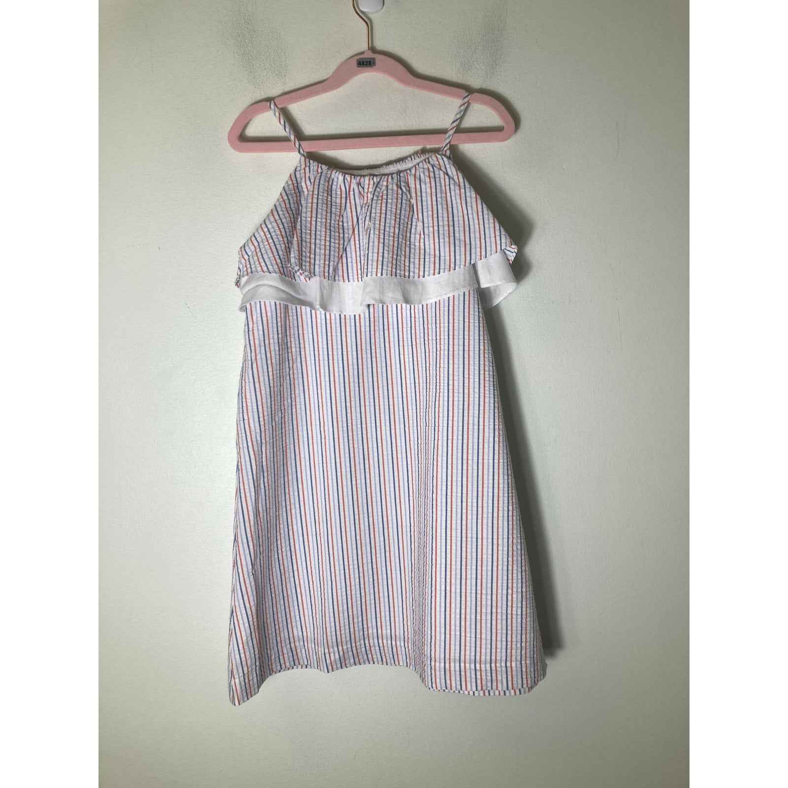 Girls Bella Bliss Red White & Blue Seersucker Sundress Sz 8