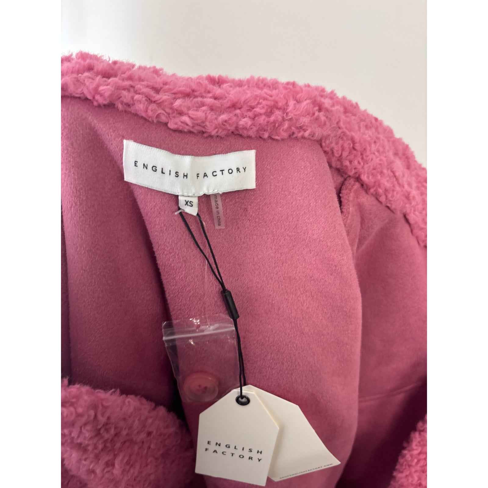 NWT English Factory Oversize Fuchsia Sherpa Jacket Sz XS