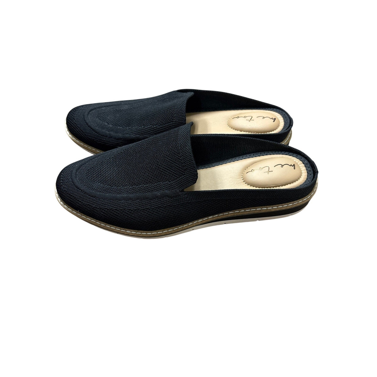Me Too Black Woven Fabric Slide on Shoes Sz 10
