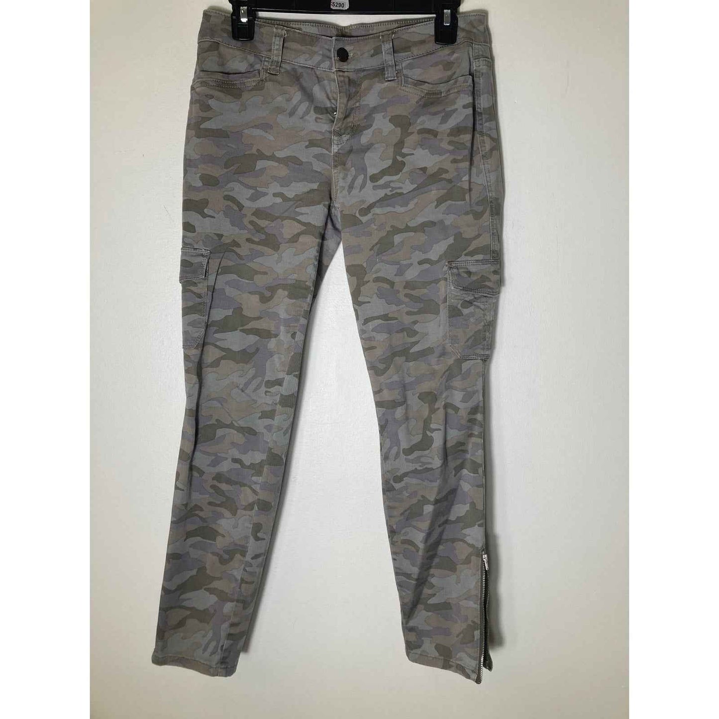 Level 99 Green Camo Cargo Skinny Jeans with Ankle Zip Sz 28