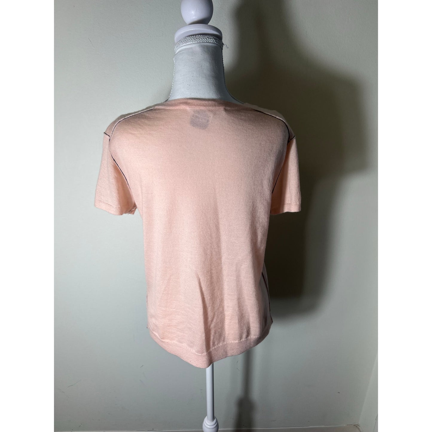 Paychi Guh Pink Cashmere Short Sleeve Knit Shirts Sz M