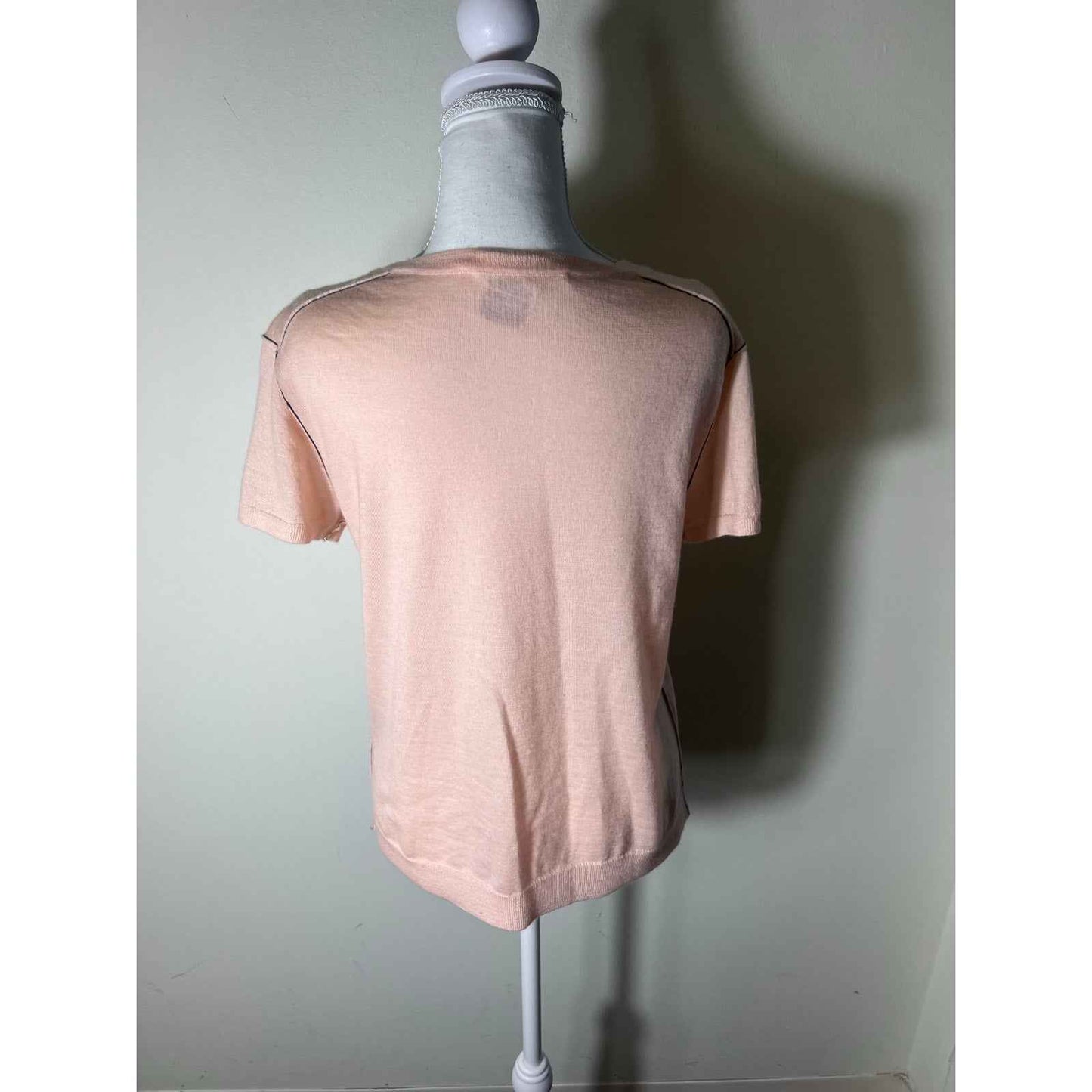 Paychi Guh Pink Cashmere Short Sleeve Knit Shirts Sz M