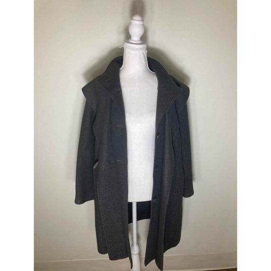 ROSSO35 Gray Long Sleeve Wool Button Up Midi Length Coat Sz 46