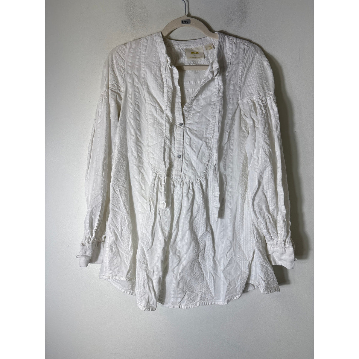 Maeve White Peasant Tunic Shirt Sz 2