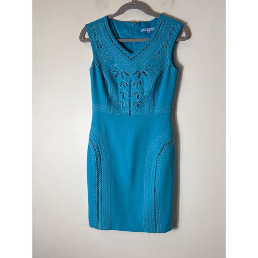 Antonio Melani Teal Blue Sleeveless Knee Length Sheath Dress Sz 0