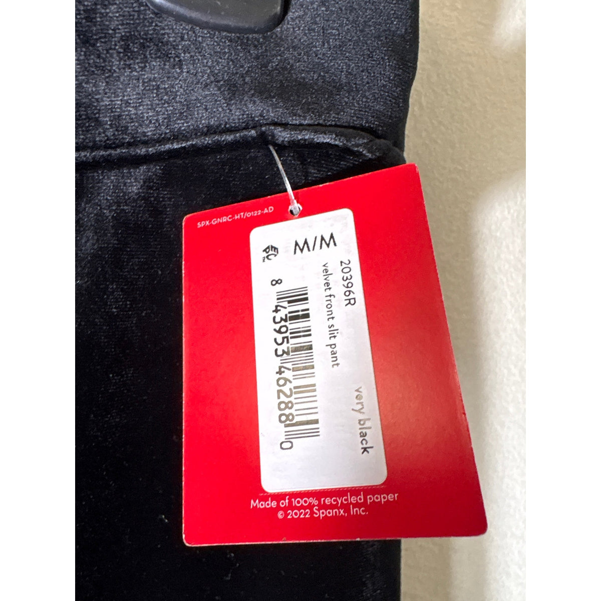 NWT Spanx Very Black Velvet Front Slit Pants Sz M