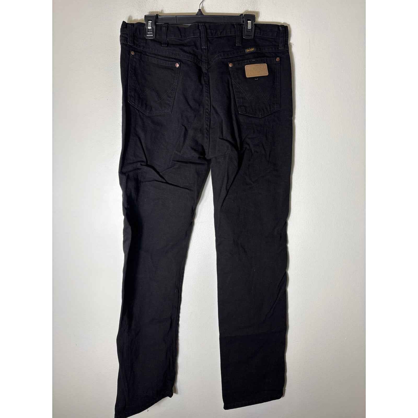 Men's Wrangler Dark Black Denim Jeans Sz 36x34