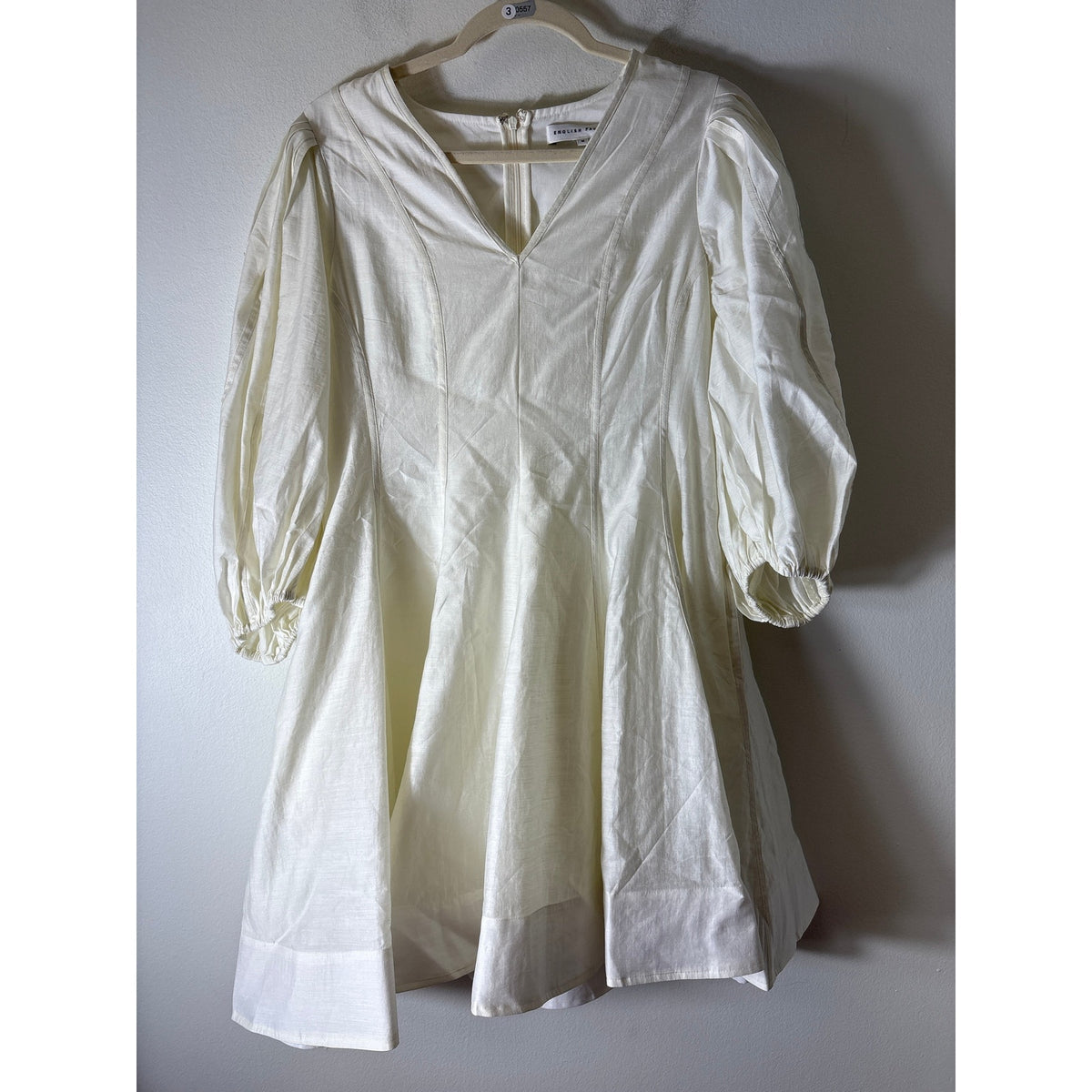 English Factory Off White Puff Sleeve A-Line Mini Dress Sz M