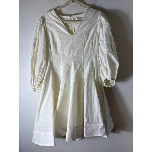English Factory Off White Puff Sleeve A-Line Mini Dress Sz M
